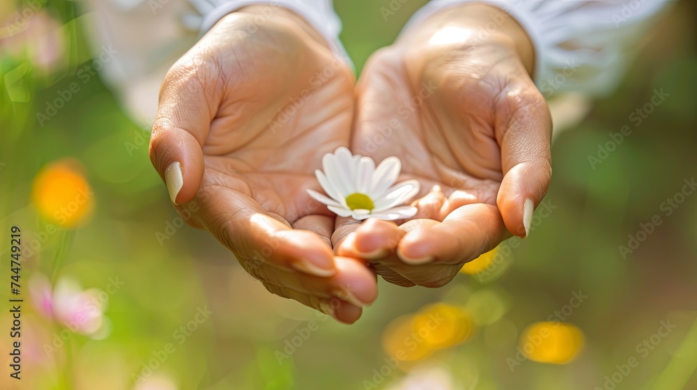 Person Holding a Flower in Hands Person Holding a Flower in Hands