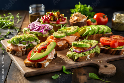 Artistically Arranged Rustic Board of Delicious and Healthy Gluten-Free Sandwiches