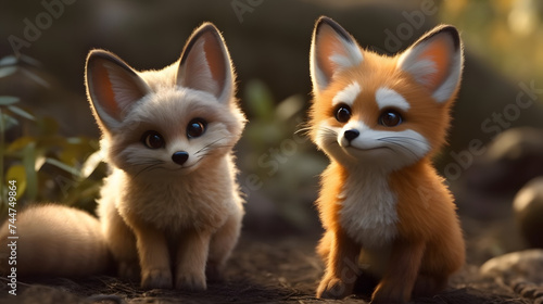 two smiling foxes
