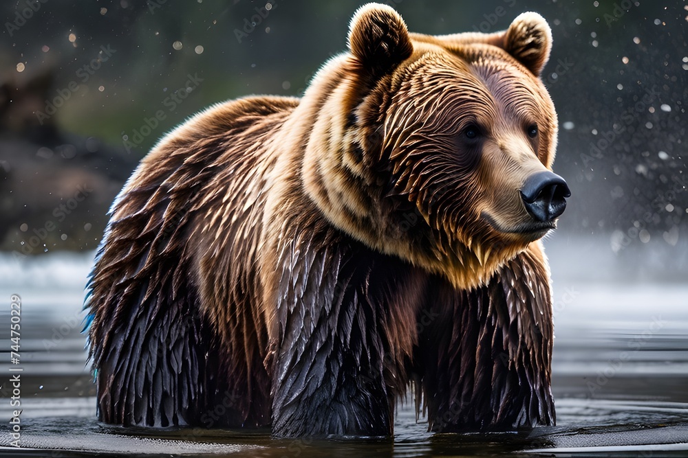Obraz premium brown bear in the water