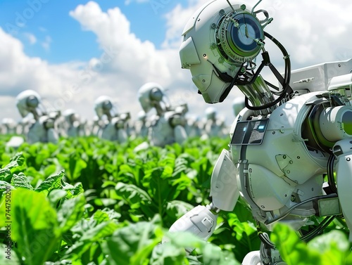 Agricultural robots tending crops automation in the fields future farming today photo