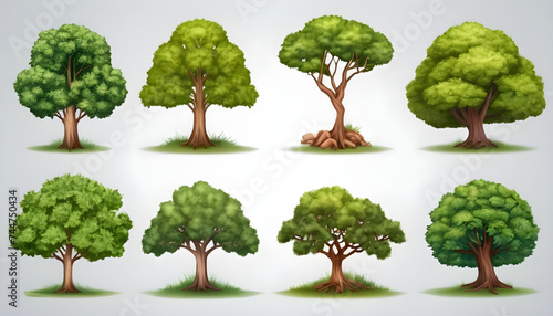 set of four trees