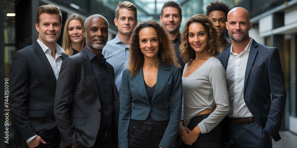 A natural shot capturing a diverse group of colleagues posing together. Concept Corporate Photoshoot, Diverse Colleagues, Candid Poses, Team Bonding