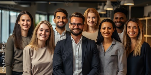 Happy diverse business team of different races smiling at camera in office. Concept Diverse Work Environment  Business Team  Office Setting  Team Collaboration  Professional Portraits