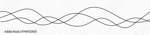 Thin line wavy background. Vector illustration isolated on transparent background