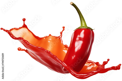 Falling bursting chili pepper Hot sauce PNG splash Isolated on Transparent and White Background - Grooming Products , Drop of liquid stroke With clipping path - hot Food Restaurant advertising