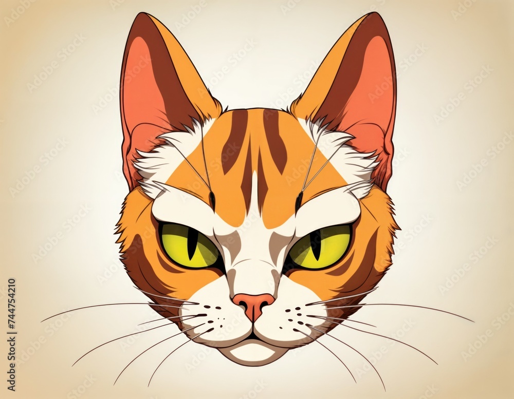 Fototapeta premium orange and white head cat exudes charm and charisma, cartoon