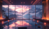 Beautiful luxury japanese Yasuragi water spa hotel interior