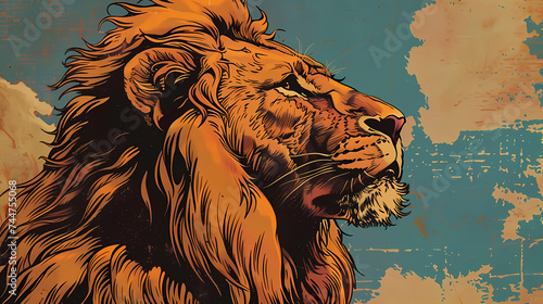 vintage lion art illustration background