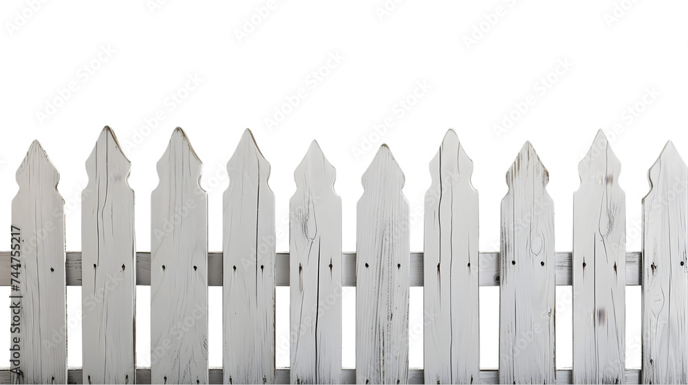 White picket fence isolated on white, home and property concept. White picket fence isolated on white, home and property concept.