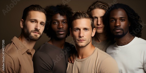 A group of men displaying diversity with radiant healthy complexions. Concept Men's Skincare, Diversity in Portraits, Healthy Complexions, Male Beauty, Radiant Skin
