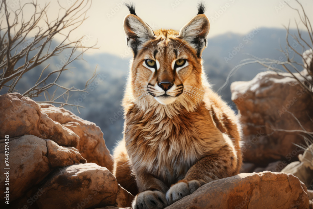 Obraz premium Portrait of a beautiful caracal
