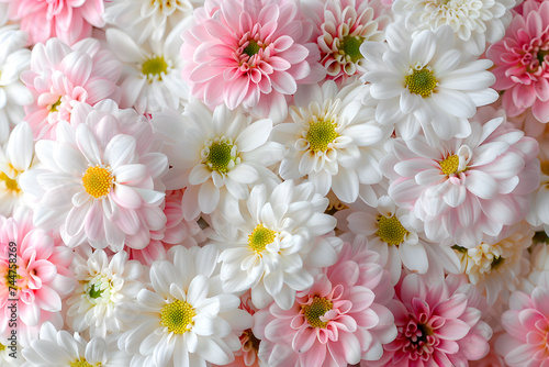 Background with white and pink flowers for greeting card design. Postcard for International Women s Day and Mother s Day. Banner.