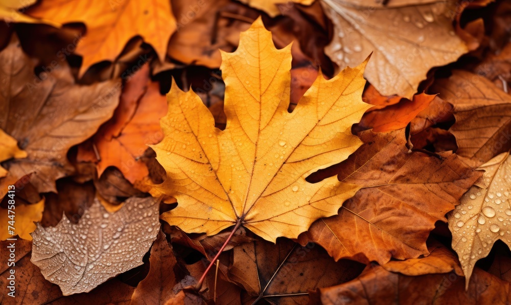 Colorful leaves are scattered around on the ground, large scale, top view, detailed texture. Autumn wallpaper. Colorful leaves are scattered around on the ground, large scale, top view, detailed texture. Autumn wallpaper.