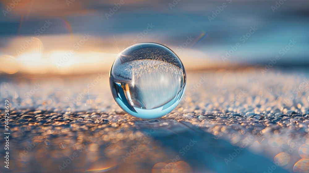 Close Up of a Glass Ball on the Ground Close Up of a Glass Ball on the Ground