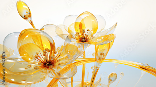 A Futuristic Flower with Bubbles. yellow flower © Tariq