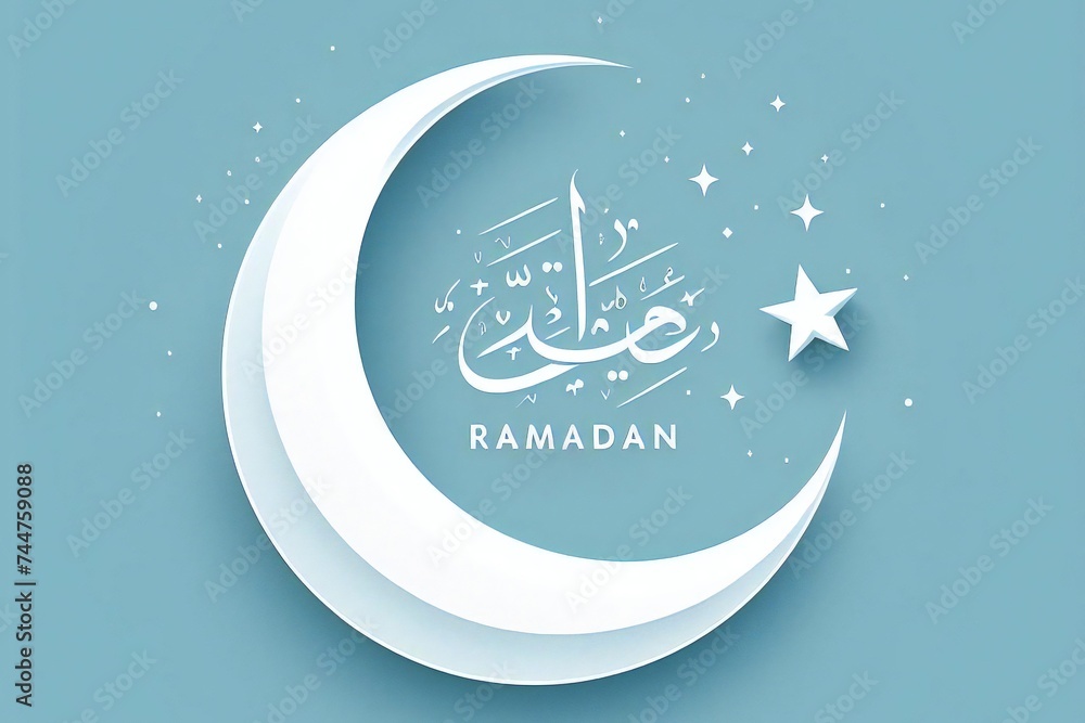 ramadan kareem. crescent and stars eid mubarak greeting cover card. - obrazy, fototapety, plakaty 