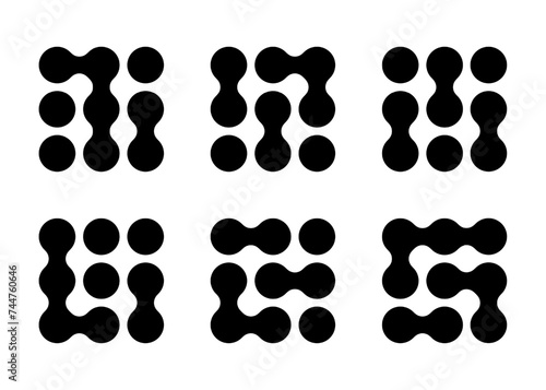 Data structure unique connection grid. Security encryption locks to protect meta plan. Round balls morphing bubbles and circle merging dots.