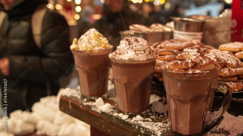 Fototapeta premium Hot Chocolate Delights at Winter Carnival