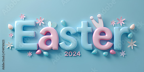 "Easter 2024: Cute 3D Text Render with Precision, Emphasis on Easter Theme and Style, Captivating Design for Festive Joy." © Iqra