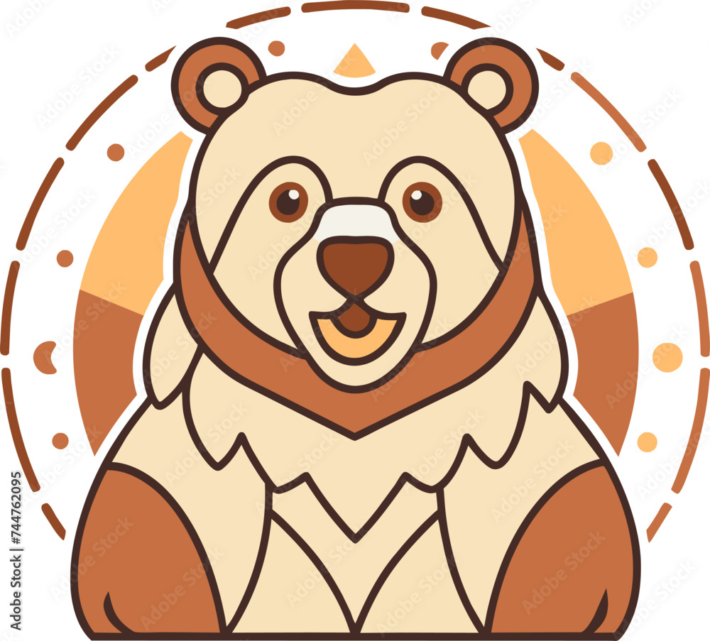 Obraz premium Minimalist bear, elephant, Line art laptop, professionals pretty, businesswoman, logotype badge, Meditation with neuter, icon logo Silhouette Vector Graphics element illustration