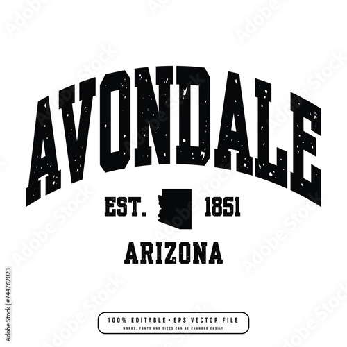 Avondale text effect vector. Editable college t-shirt design printable text effect vector photo