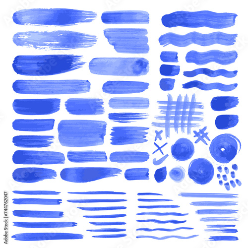 blue brush strokes shapes realistic