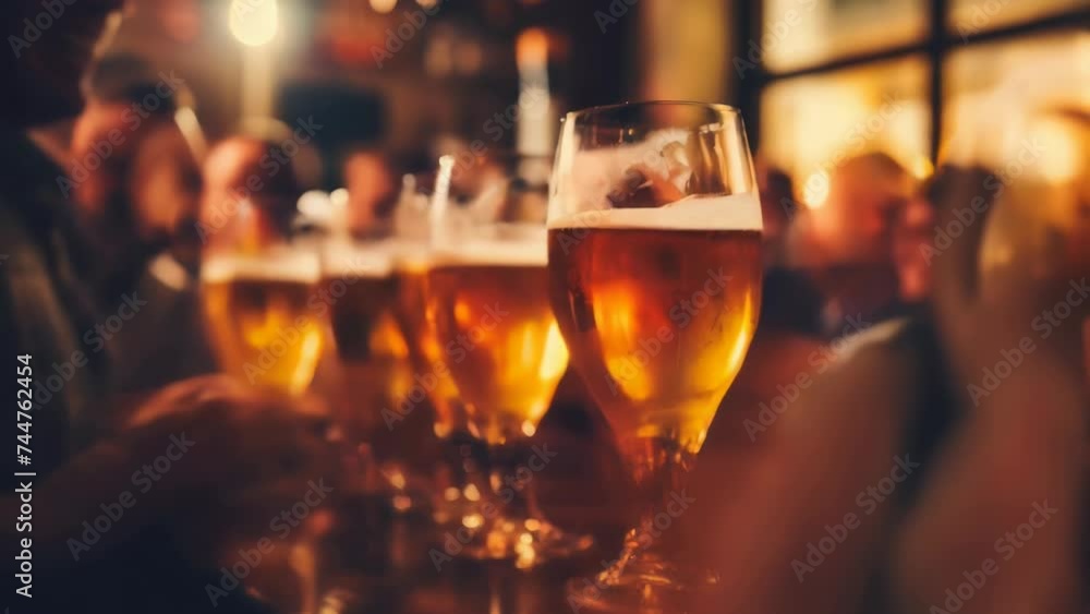 custom made wallpaper toronto digitalRow of beer glasses on a bar counter, suitable for bar and brewery concepts.