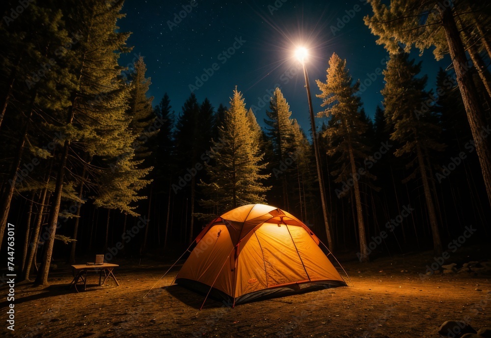 Relaxing in a tent under the stars in the forest. Relaxing in a tent under the stars in the forest.