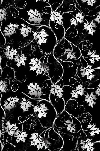 Black & white Seamless Floral Pattern