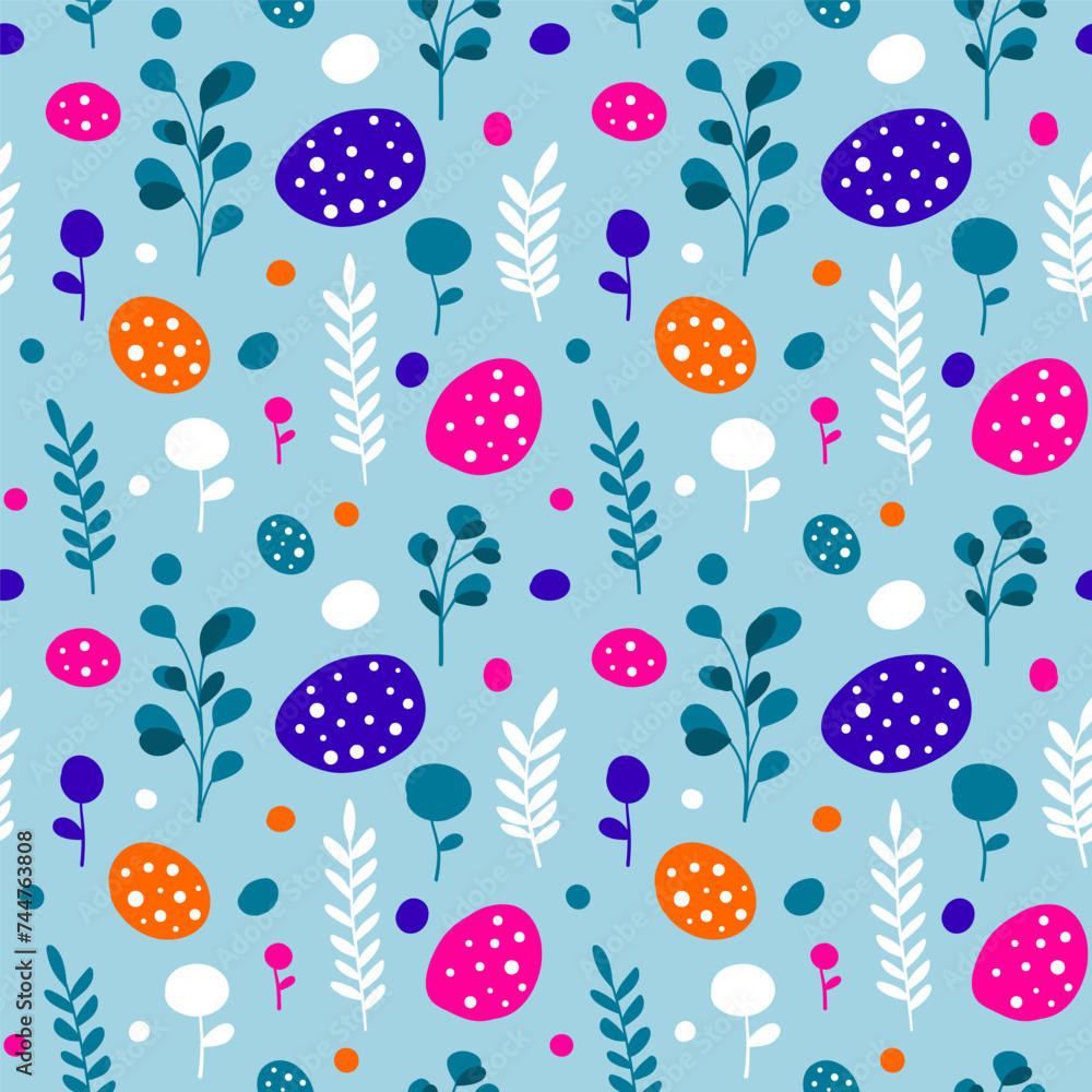 Abstract leaves, twig, flowers and shapes seamleas pattern Abstract leaves, twig, flowers and shapes seamleas pattern