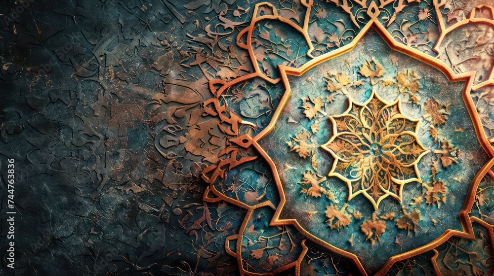 Islamic patterns on mosque wall, Arabic patterns, Mandala type, Islamic backgrounds. Islamic patterns on mosque wall, Arabic patterns, Mandala type, Islamic backgrounds.