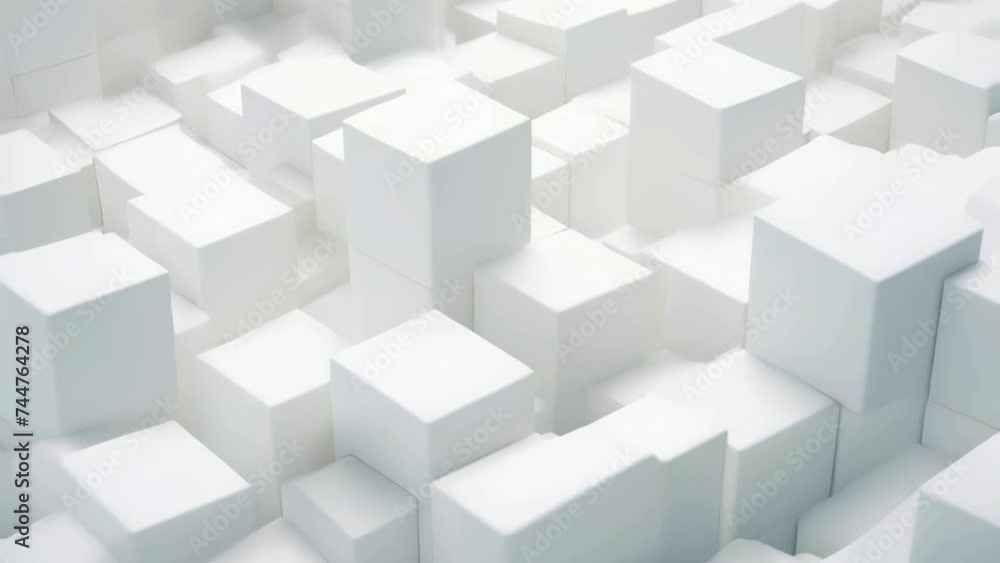 White cubes in a room, suitable for architectural design projects. White cubes in a room, suitable for architectural design projects.