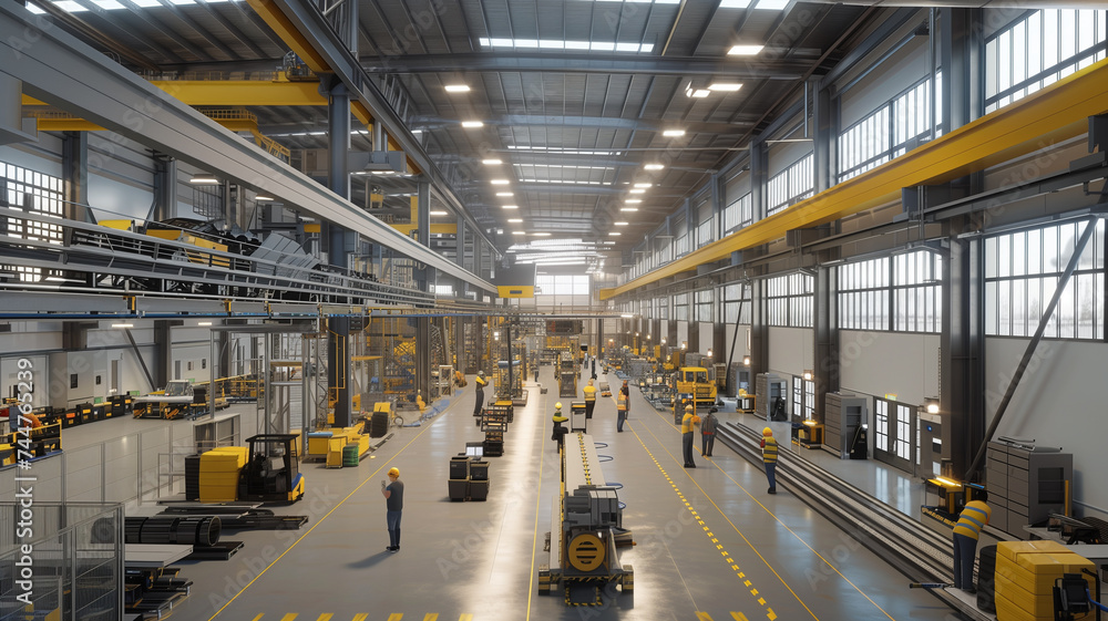 Workers and consultants in a factory in the industrial asset management. Workers and consultants in a factory in the industrial asset management.