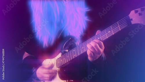 Metal Guitarist With Neon Hair
 photo