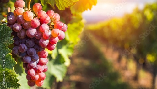 rose grapes in sunset light new vintage wine concept