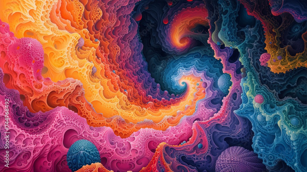 Vivid Fractal Artwork Resembling a Colorful Spirograph, created with ...