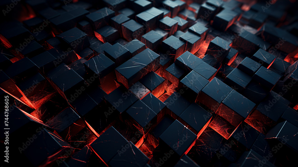 Abstract Geometric Red and Black Patterned Texture, created with Generative AI technology Abstract Geometric Red and Black Patterned Texture, created with Generative AI technology