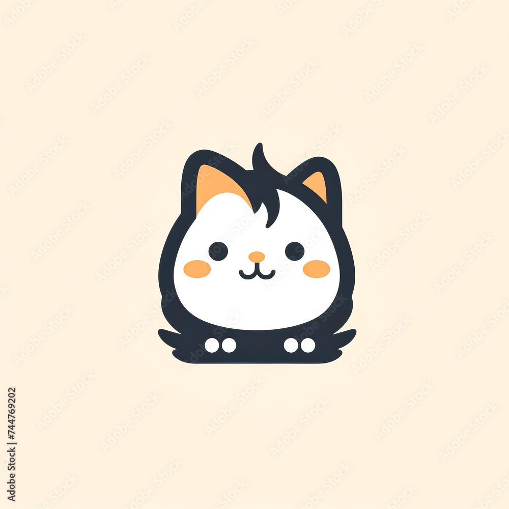 Adorable Minimalist Cat Icon with a Friendly Smile, created with Generative AI technology Adorable Minimalist Cat Icon with a Friendly Smile, created with Generative AI technology