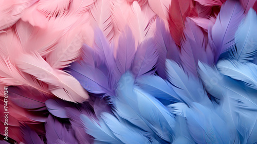 Vibrant Feather Texture in Blue and Orange Hues, created with Generative AI technology