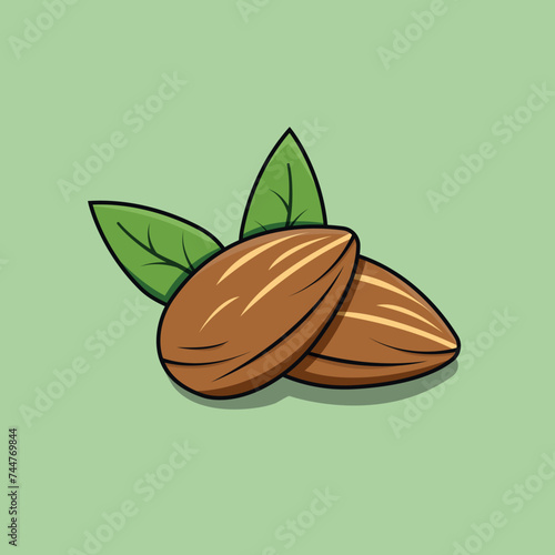 Seamless pattern with almond nuts. Line art vector illustration. Healthy organic food background.