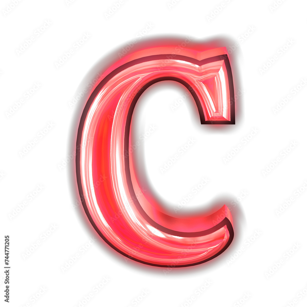 Glowing red symbol. letter c Glowing red symbol. letter c