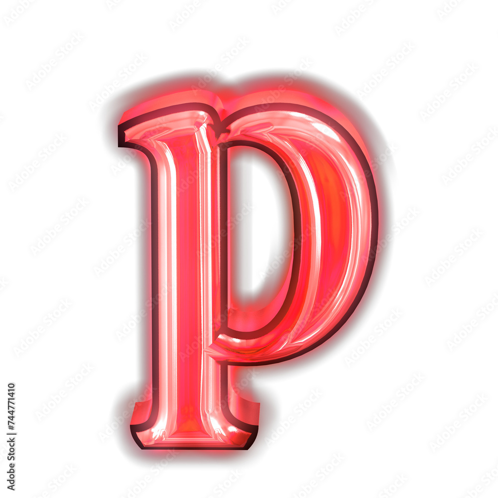 Glowing red symbol. letter p Glowing red symbol. letter p