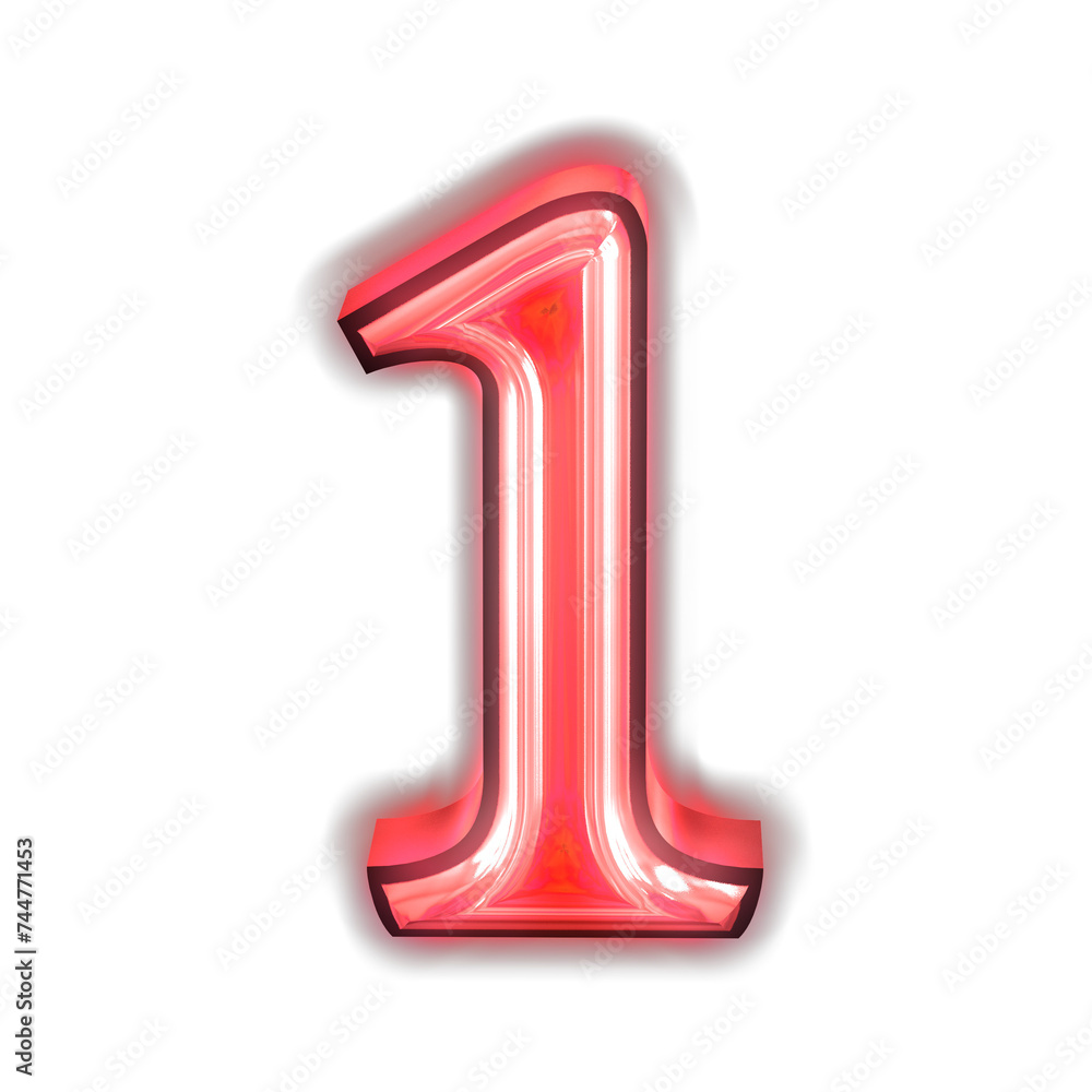 Glowing red symbol. number 1 Glowing red symbol. number 1