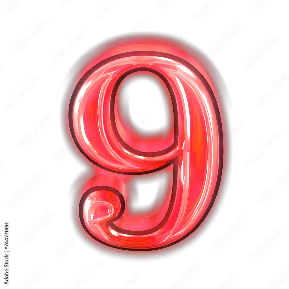 Glowing red symbol. number 9