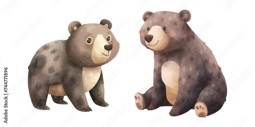 cute bear watercolor illustration