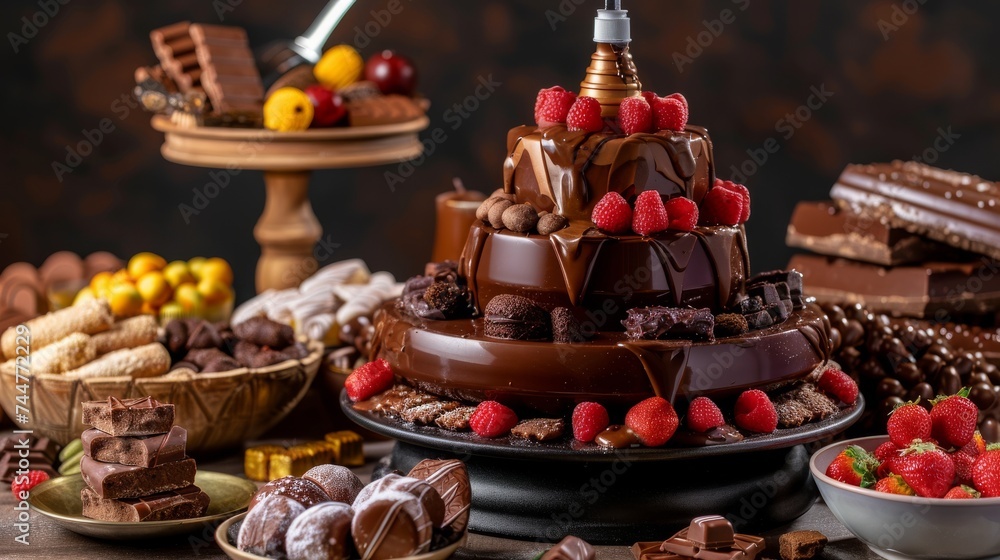 chocolate fountain with fruit