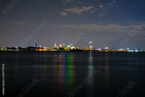 Buffalo view at night from Canadian side Fort Erie