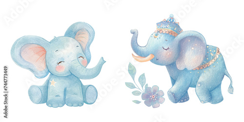 cute elephant watercolour vector illustration