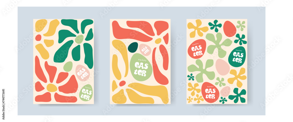 Set of Happy Easter cards for poster, cover or postcard. Set of Happy Easter cards for poster, cover or postcard.